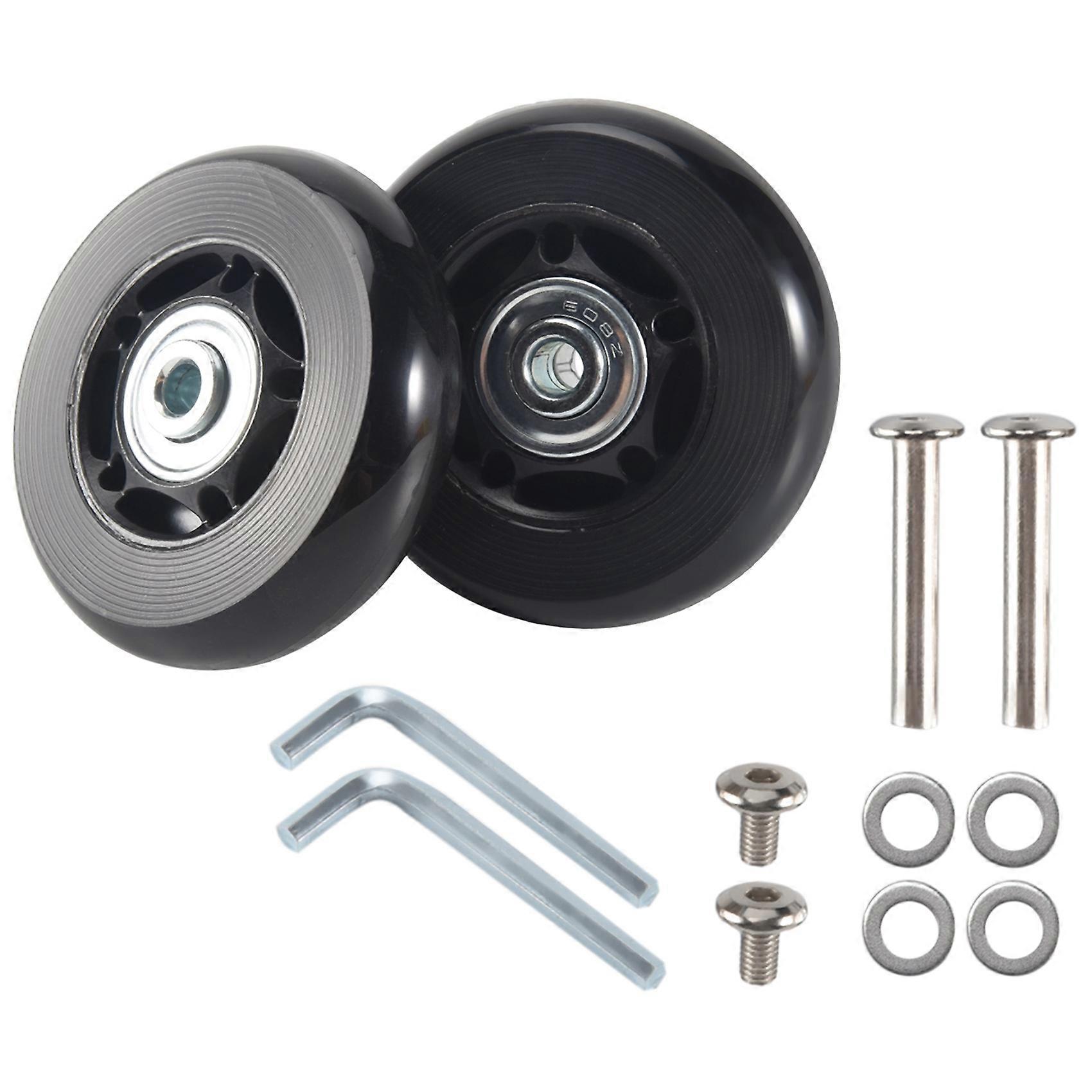 Set Mit 2 Ersatzrädern Für Koffer, Gummiachsen, Außendurchmesser 64 Mm, Neu