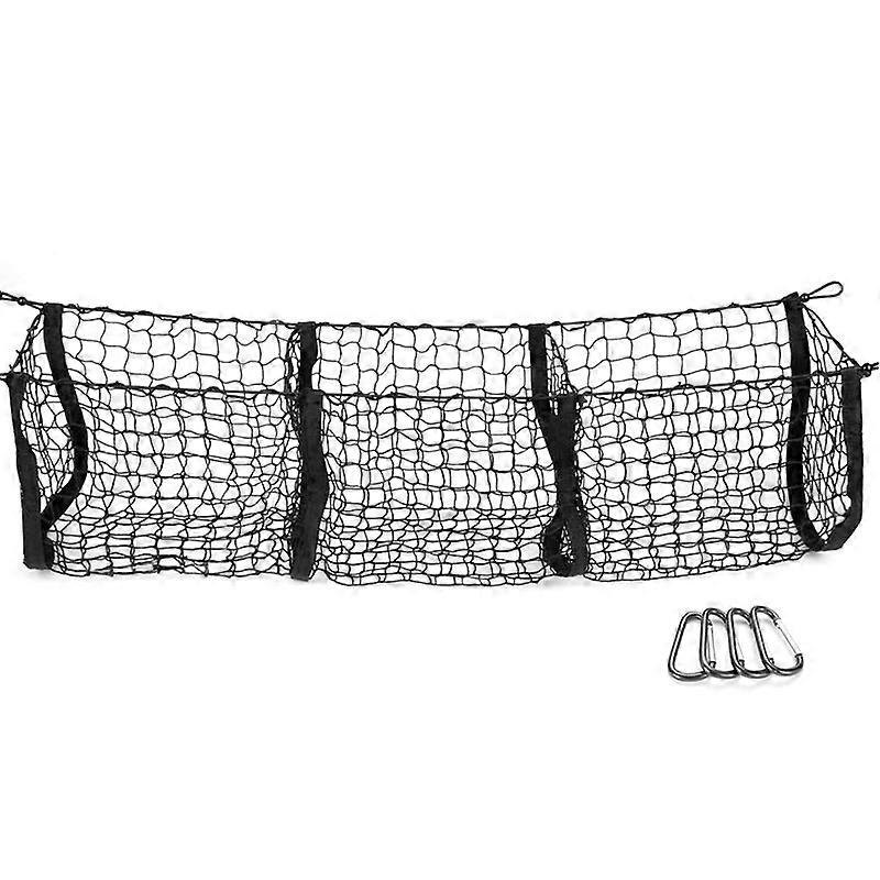 Schwere Netztaschen-kofferraumtasche, Passend Für Die Ladefläche Eines Autos, Suv, Pickup, Lkw, Schwarzer Netzgürtel, 4 Haken Und Schlaufen