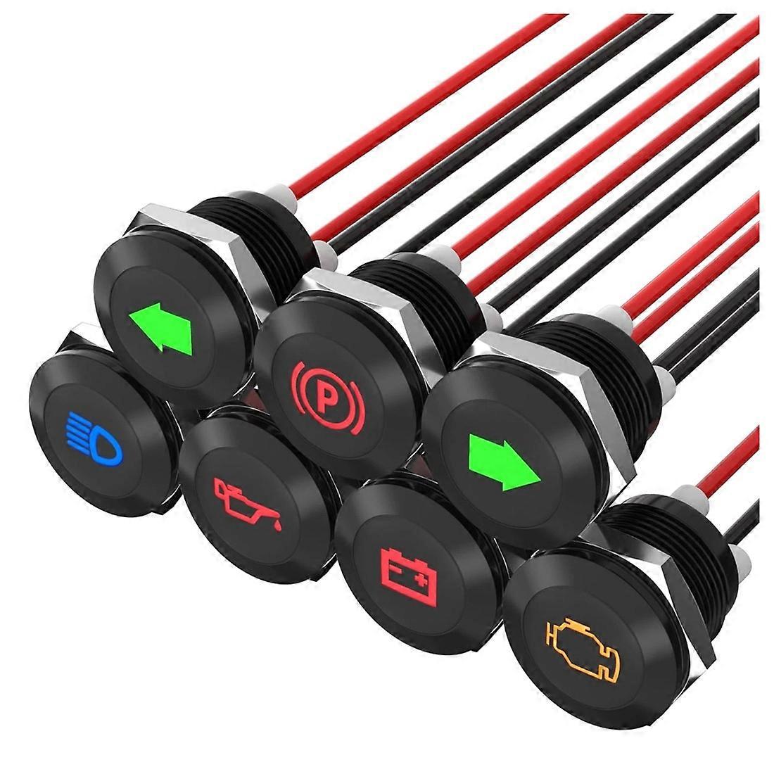 7 Stück 12 Mm Metall-blinkerleuchten Für Auto, Motorrad, Wasserdichte Led-armaturenbrettbeleuchtung, 12 V, 24 V