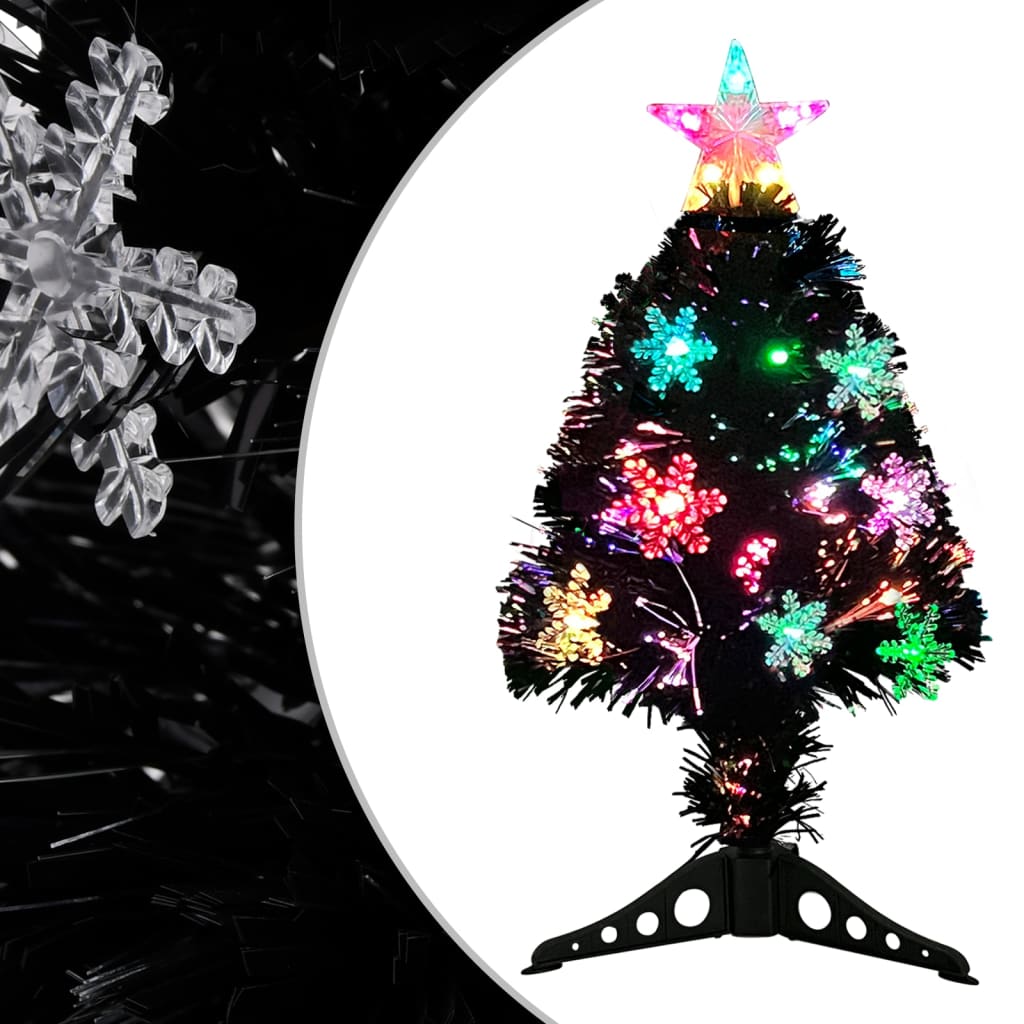 Weihnachtsbaum Mit Led-schneeflocken Schwarz 64 Cm Fiberoptik Vidaxl