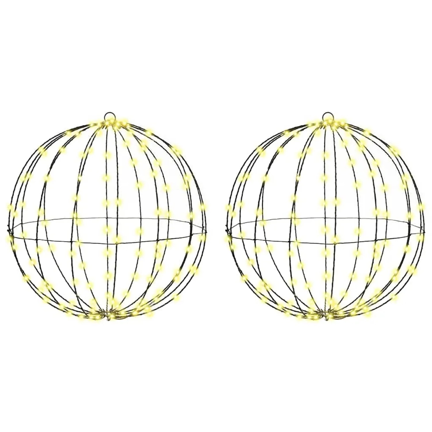 vidaXL Ball mit 320 LEDs 2 Stk Warmweiß 50 cm Metall 42019111