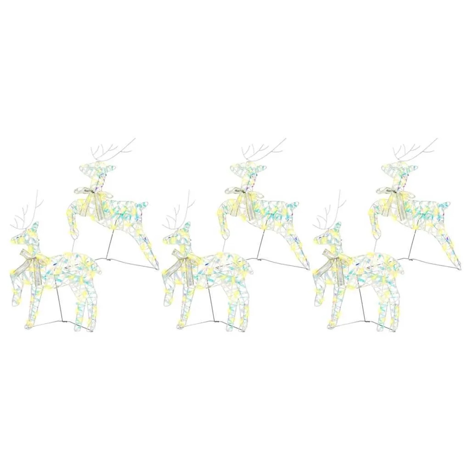 vidaXL LED Rentiere mit 180 LEDs 6 Stk Mehrfarbig PET 3399387