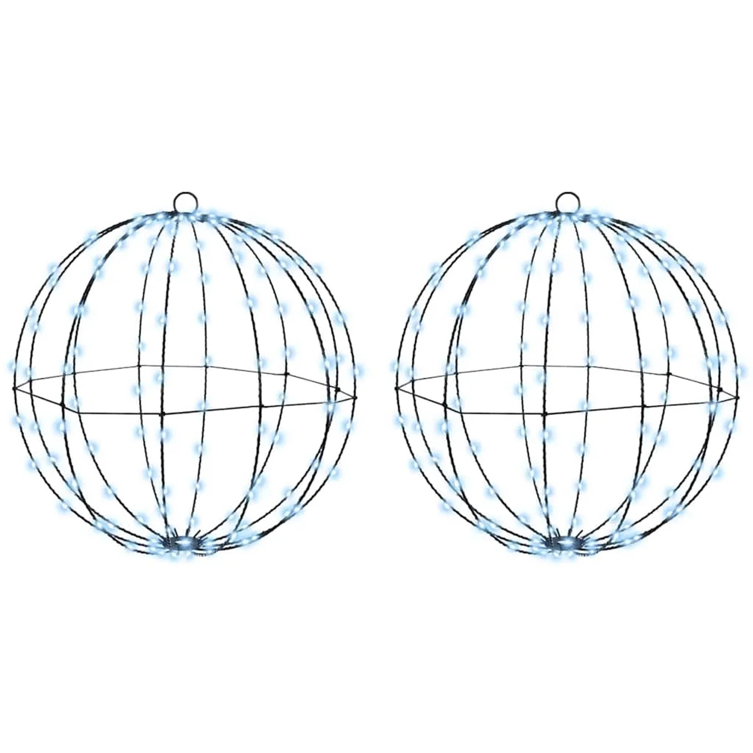 vidaXL Ball mit 192 LEDs 2 Stk Kaltweiß 40 cm Metall 42019118