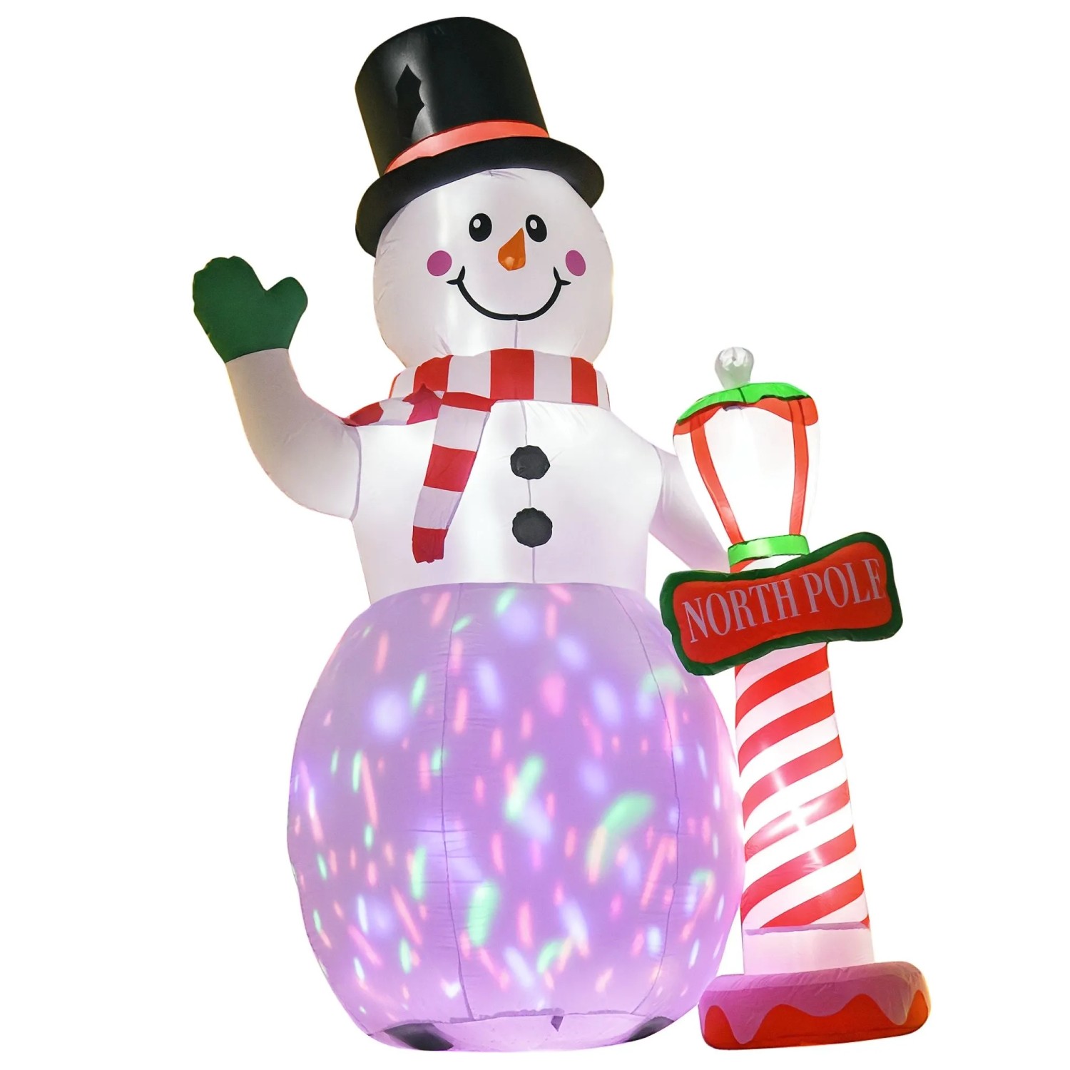 HOMCOM Aufblasbar Weihnachtsdeko Polyester 164L x 103B x 240H cm Weiß