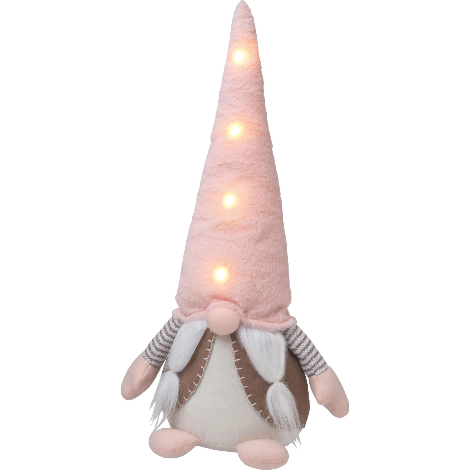 OBI Weihnachtswichtel LED Deko Rosa Stoff 55 cm Beleuchtet