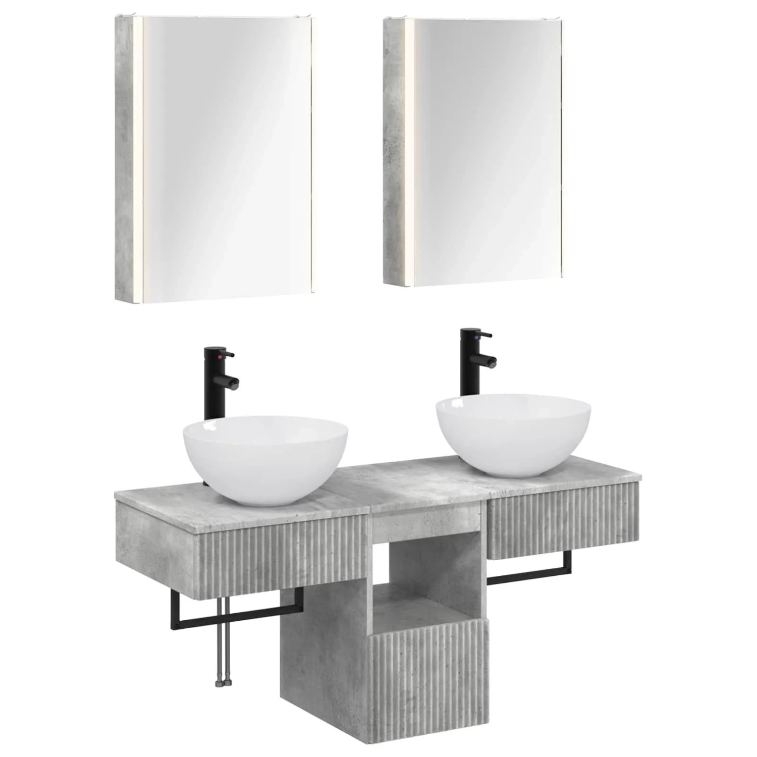 vidaXL Badezimmerschrank-Set 5-Tlg Betongrau 43 x 11,5 x 60,5 cm 3406290