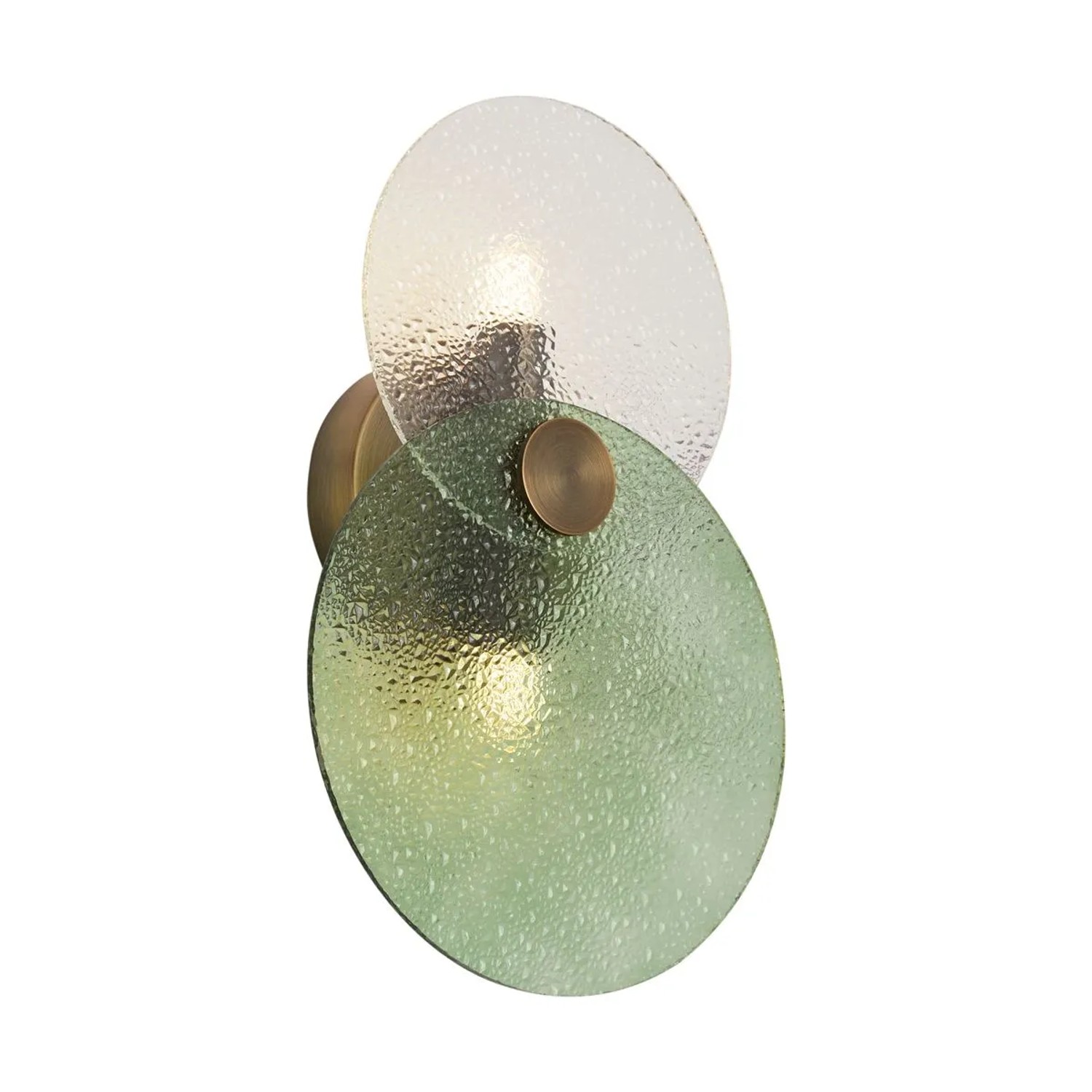 QAZQA Art Déco Wandleuchte DunkelBronze mit Grünem und Klarem Glas 2 Flammig Text