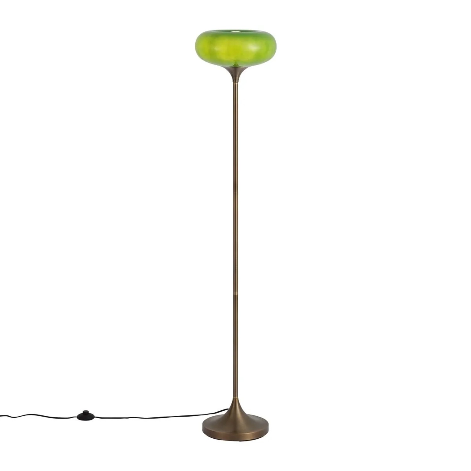 QAZQA Retro Stehleuchte DunkelBronze mit Grünem Glasschirm 150 cm Glaze