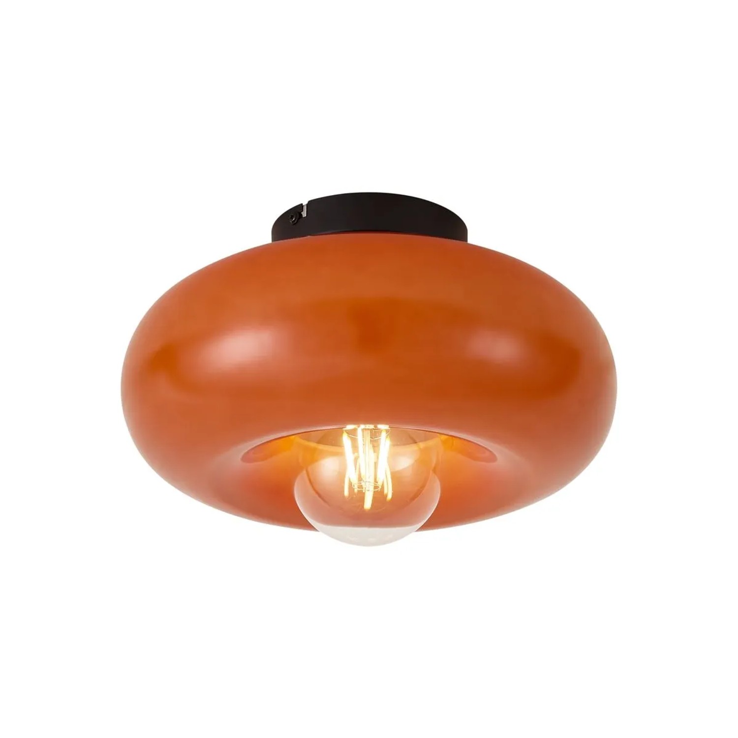 QAZQA Retro Deckenleuchte Schwarz mit Orangeglas 30 cm Glaze