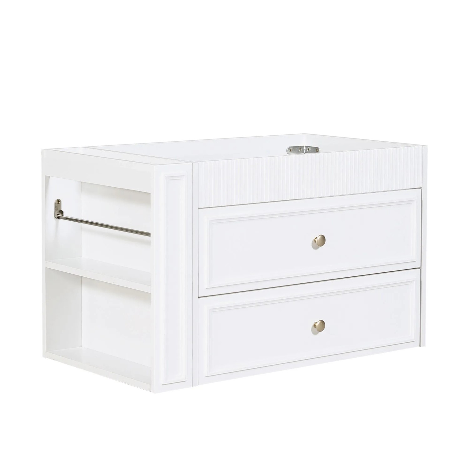 Merax Badezimmerschrank 81 cm Weiß Keramikbecken Schubladen Ablageregal
