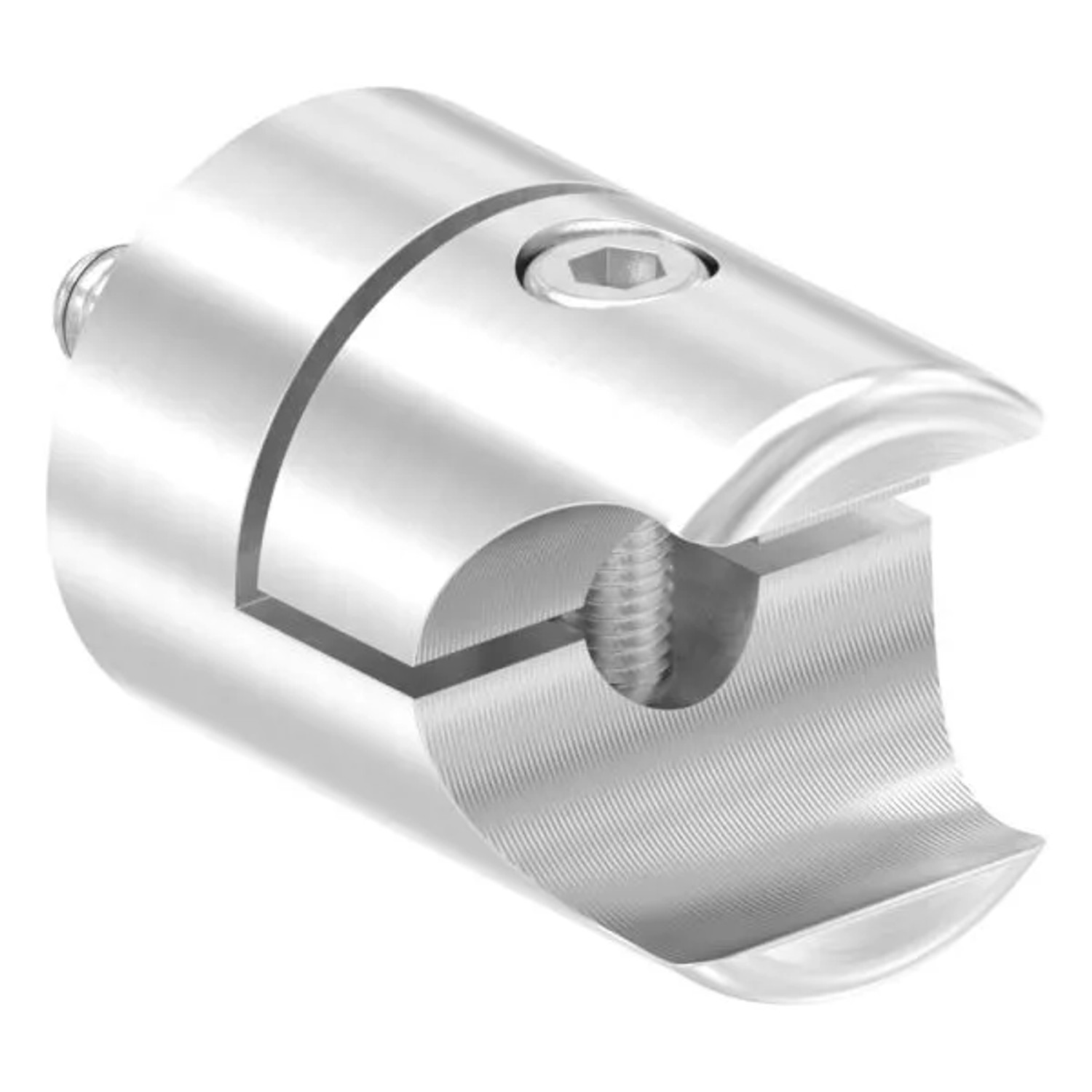 FeNau Halter Edelstahl V2A Für Rohr Ø 21,3 mm Anschluss Flach Geschliffen Korn 240