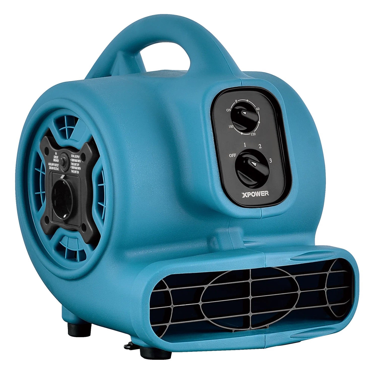 Xpower P-230AT 700CFM Kompakt-Zentrifugal-Luftbeweger mit Timer Steckdosen Blau