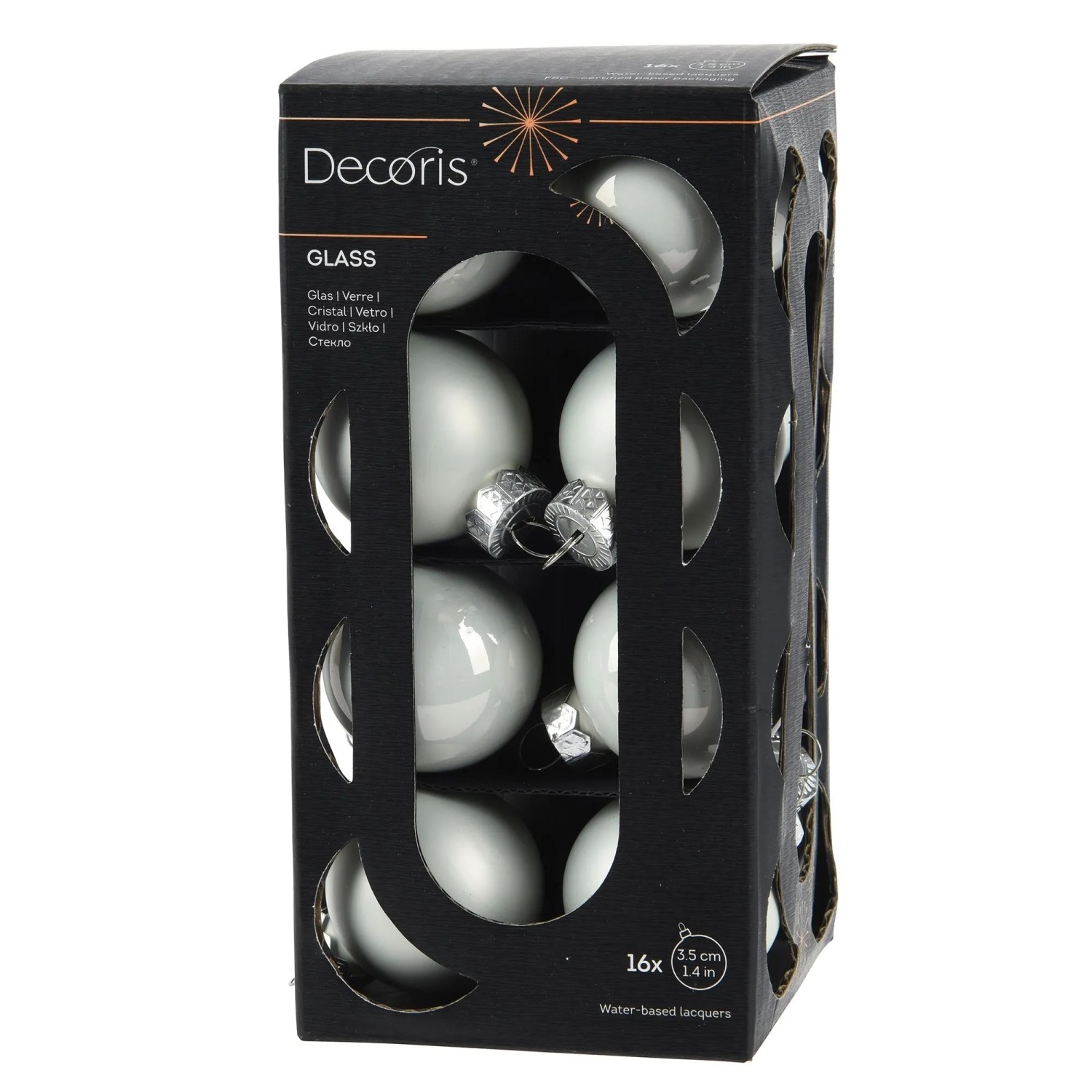 Decoris Weihnachtskugel-Set Glas Ø 3,5 cm Weiß 16 Stück