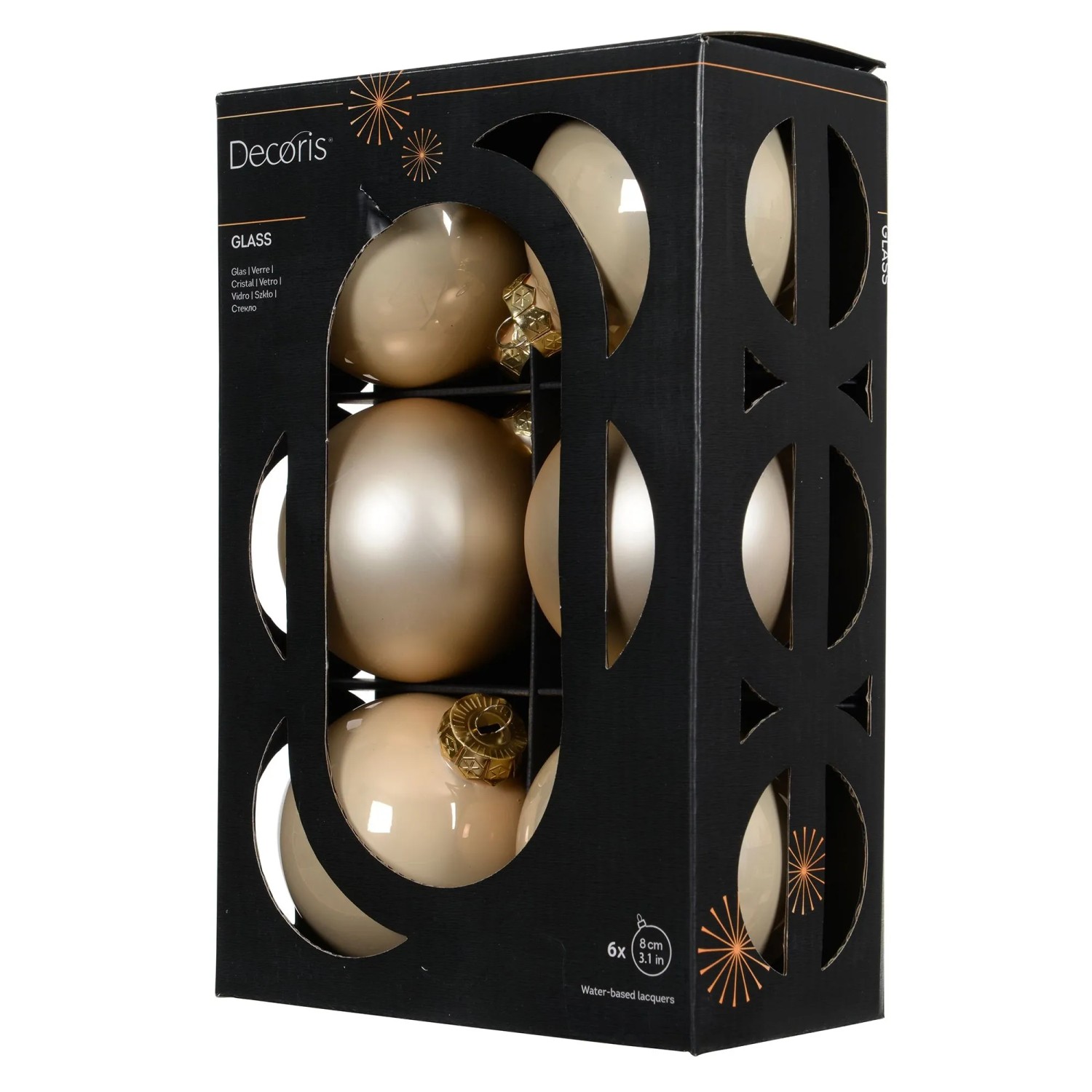 Decoris Weihnachtskugeln Glas Ø 8 cm Perle 6 Stück