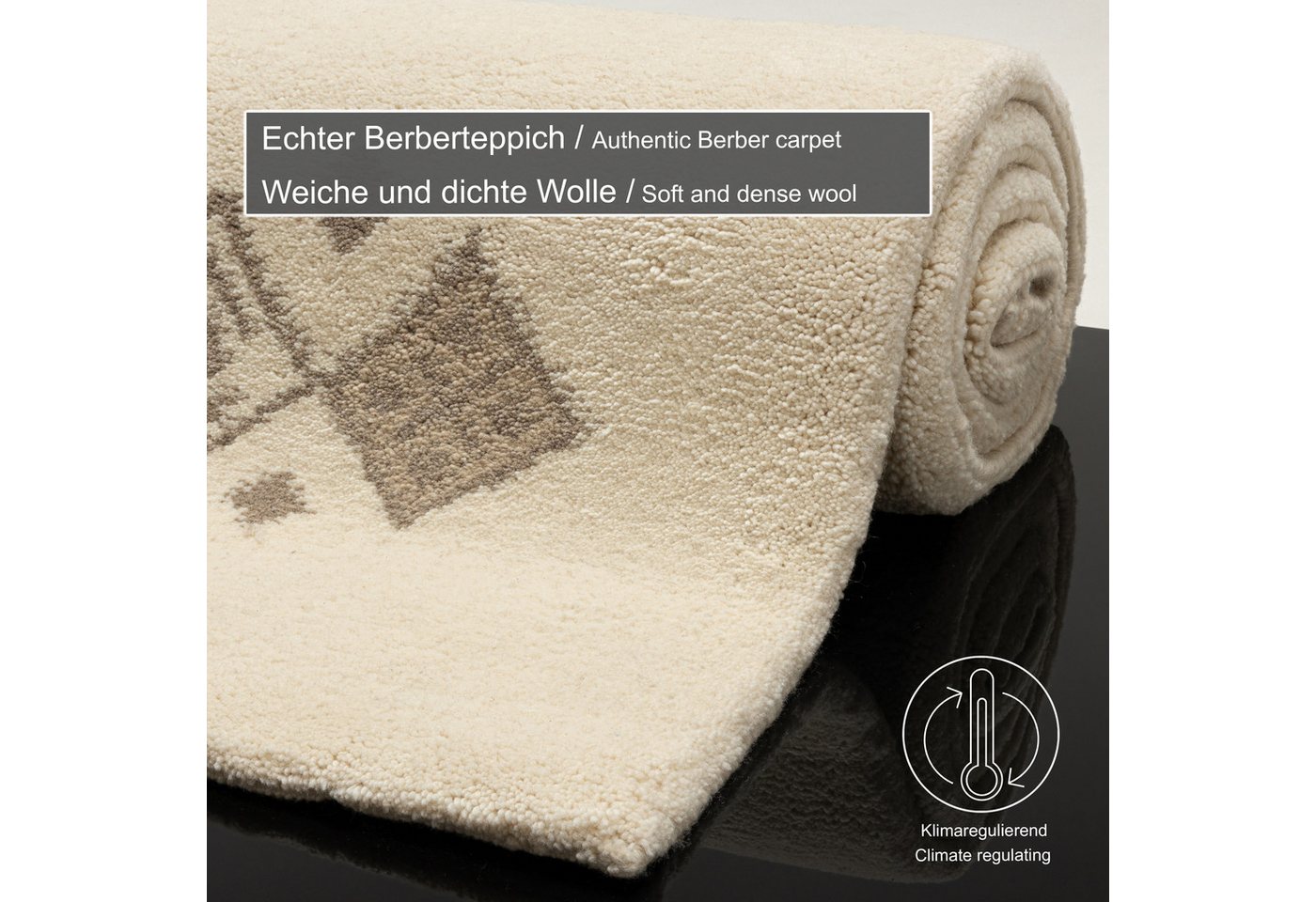 THEKO Wollteppich Taza Royal 609, handgeknüpft, rechteckig, Höhe: 28 mm, echter Berber Teppich aus Marokko, reine Wolle, Wohnzimmer Bild 5