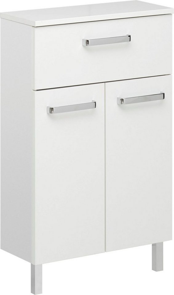 Saphir Unterschrank Quickset Badschrank mit 2 Türen, 1 Schublade, 50 cm breit Badezimmer-Unterschrank inkl. Türdämpfer, Griffe in Chrom Glanz Bild 3