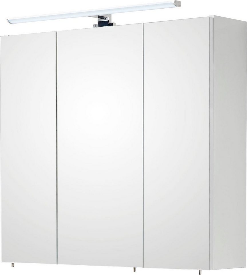 Saphir Spiegelschrank Quickset 360 Badschrank, 3 Spiegeltüren, 6 Einlegeböden, 75 cm breit inkl. LED-Beleuchtung, Türdämpfer, Schalter-/Steckdosenkombination Bild 2