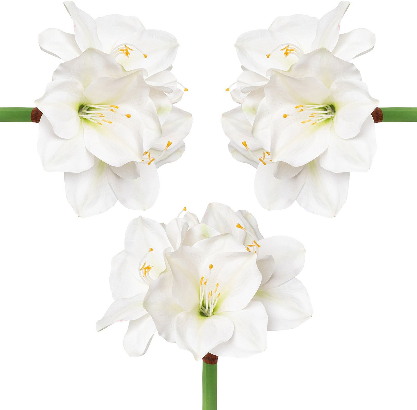Winterliche Kunstpflanze Weihnachtsdeko Amaryllis, Creativ deco, Höhe 56 cm, üppige Blütenpracht, 3er-Set