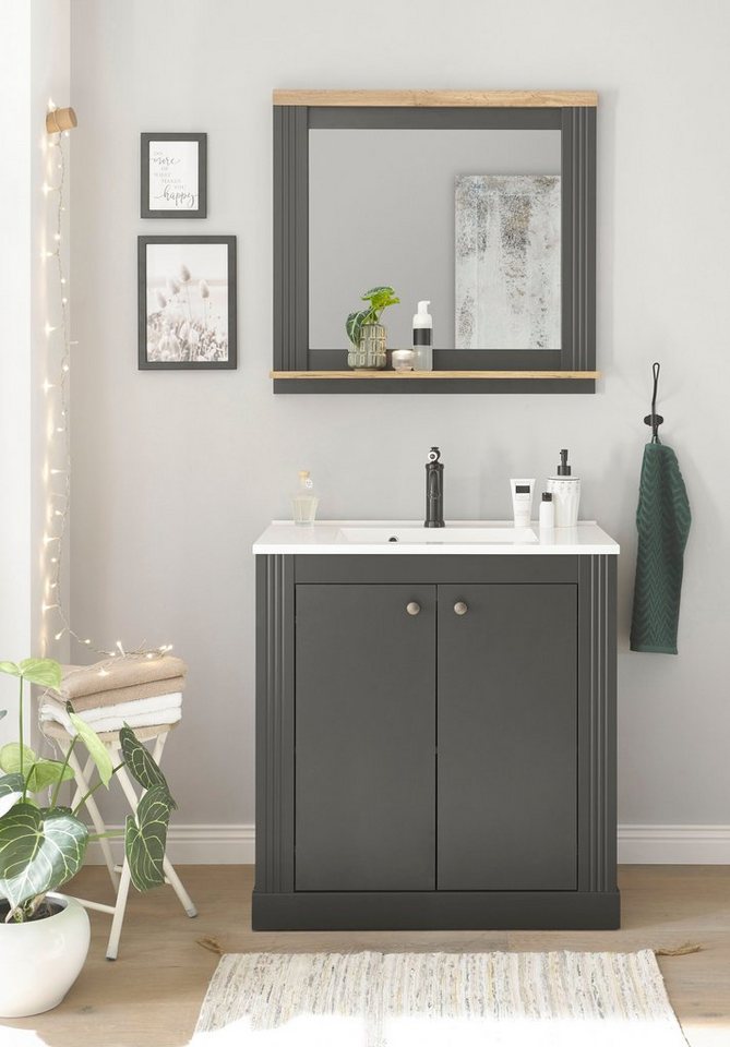 OTTO home Badmöbel-Set WESTMINSTER, Bad im Landhausstil, 2-teiliges Badezimmer, (2-St), Waschtisch, Spiegel mit Ablage, in 2 Farben verfügbar, Breite 80 cm Bild 2
