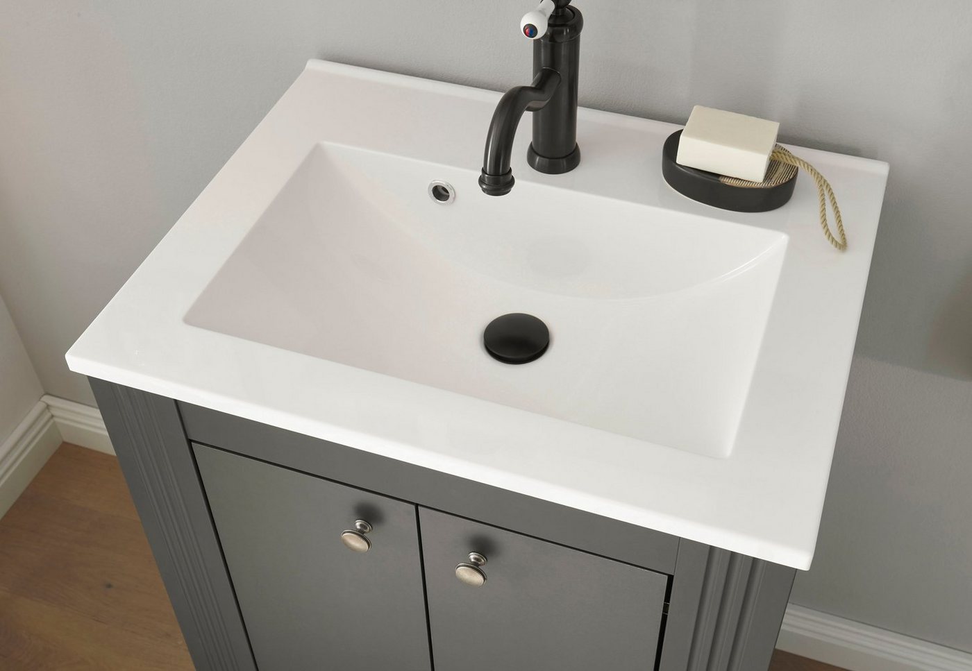 OTTO home Badmöbel-Set WESTMINSTER, Bad im Landhausstil, 2-teiliges Badezimmer, (2-St), Waschtisch, Spiegel mit Ablage, in 2 Farben verfügbar, Breite 80 cm Bild 3