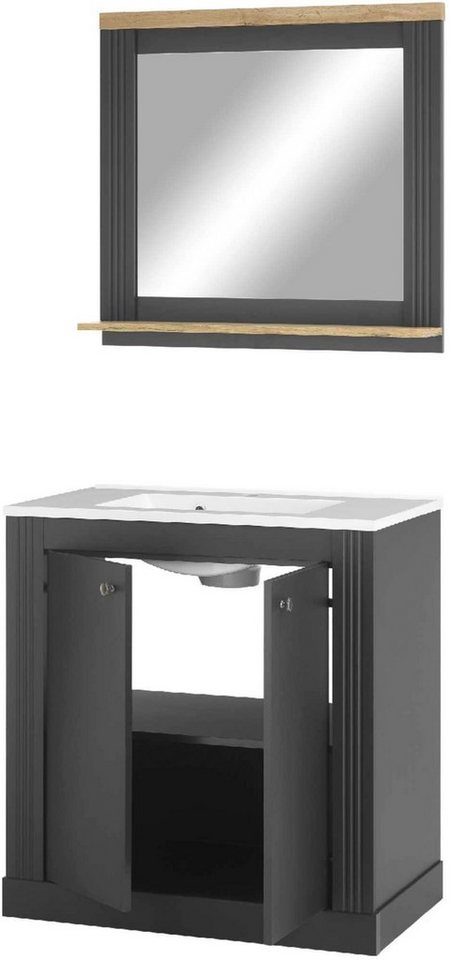 OTTO home Badmöbel-Set WESTMINSTER, Bad im Landhausstil, 2-teiliges Badezimmer, (2-St), Waschtisch, Spiegel mit Ablage, in 2 Farben verfügbar, Breite 80 cm Bild 4