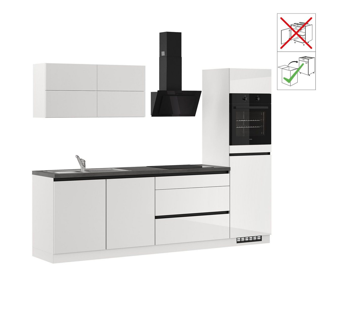 IMPULS KÜCHEN Küchenzeile "Hamburg", Ausrichtung wählbar, Schubkästen mit Soft-Close, vormontiert,wahlweise mit E-Geräten, Breite 280 cm Bild 3