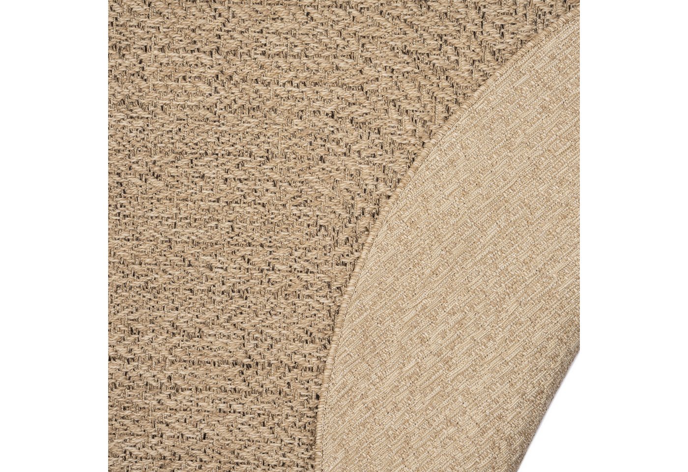 merinos Teppich Kenzy 2, Höhe: 10 mm, robuster In- und Outdoor Teppich im natürlichen Jute-Look, wetterfest