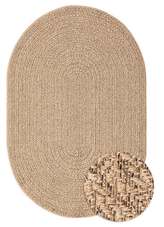 merinos Teppich Kenzy 2, Höhe: 10 mm, robuster In- und Outdoor Teppich im natürlichen Jute-Look, wetterfest Bild 5