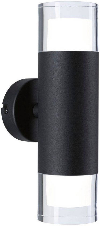 Paulmann Wandleuchte Selection Bathroom Wand-/Deckenleuchte Kame IP44 Signalschwarz 2er, LED fest integriert, Warmweiß