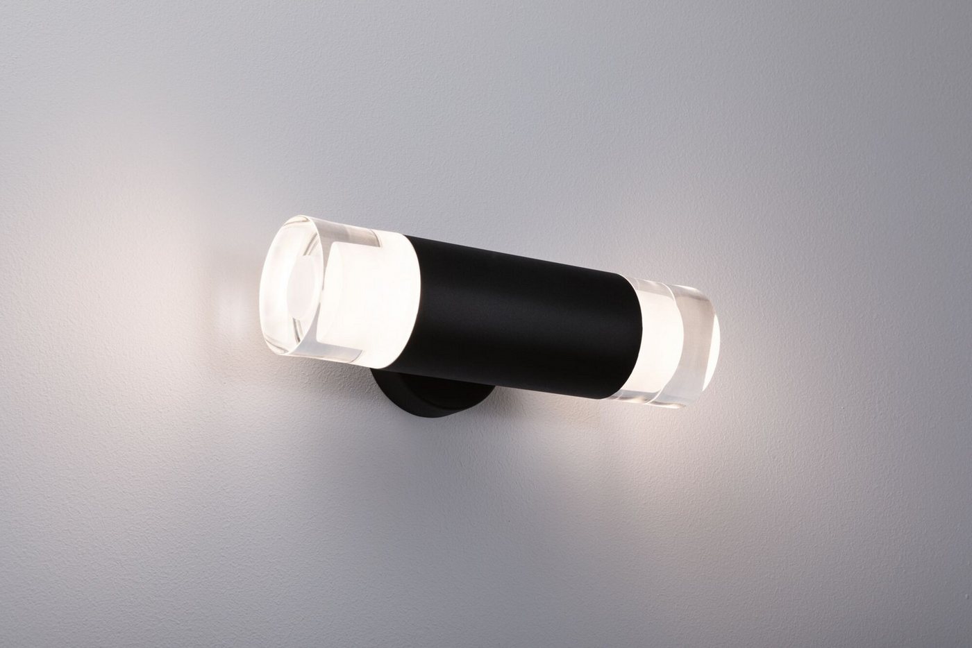 Paulmann Wandleuchte Selection Bathroom Wand-/Deckenleuchte Kame IP44 Signalschwarz 2er, LED fest integriert, Warmweiß Bild 3