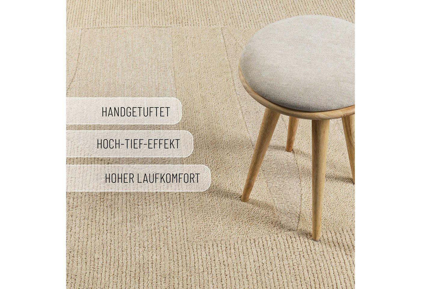 Wecon home Teppich Dodo, rechteckig, Höhe: 10 mm, Wollteppich, asymmetrisch, hochwertig, handgetuftet, robust, modern Bild 4