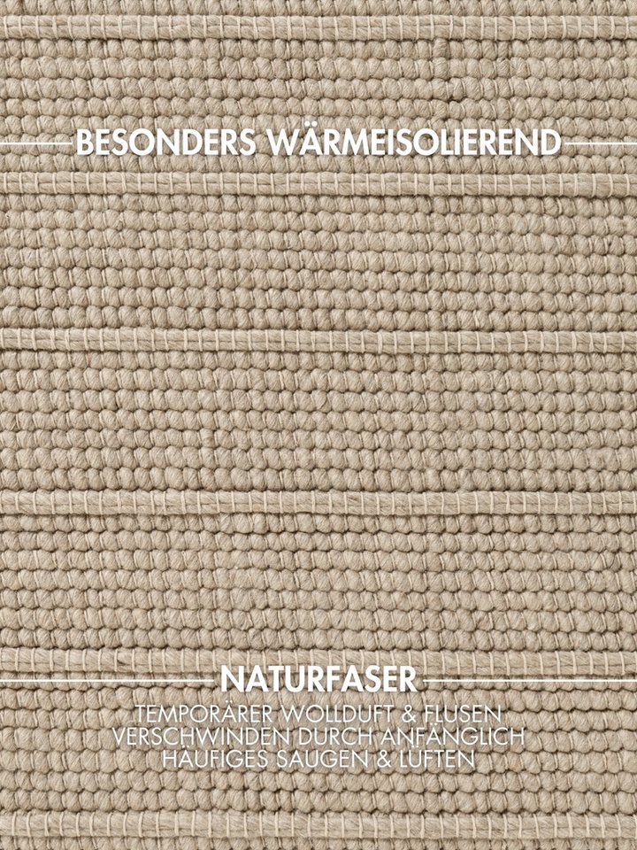 Ted Baker Wollteppich Parker, auch als Läufer, rechteckig, Höhe: 7 mm, Wolle, Natur, handgewebt, Wohnzimmer, Schlafzimmer, Boho, Skandi Bild 2