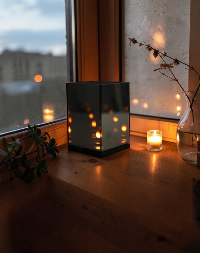 OTTO home LED Tischleuchte Spiegelglas Licht JANNELL, LED fest integriert, warmweiße LED, Batteriebetrieb (3 AA) mit Timer Bild 2