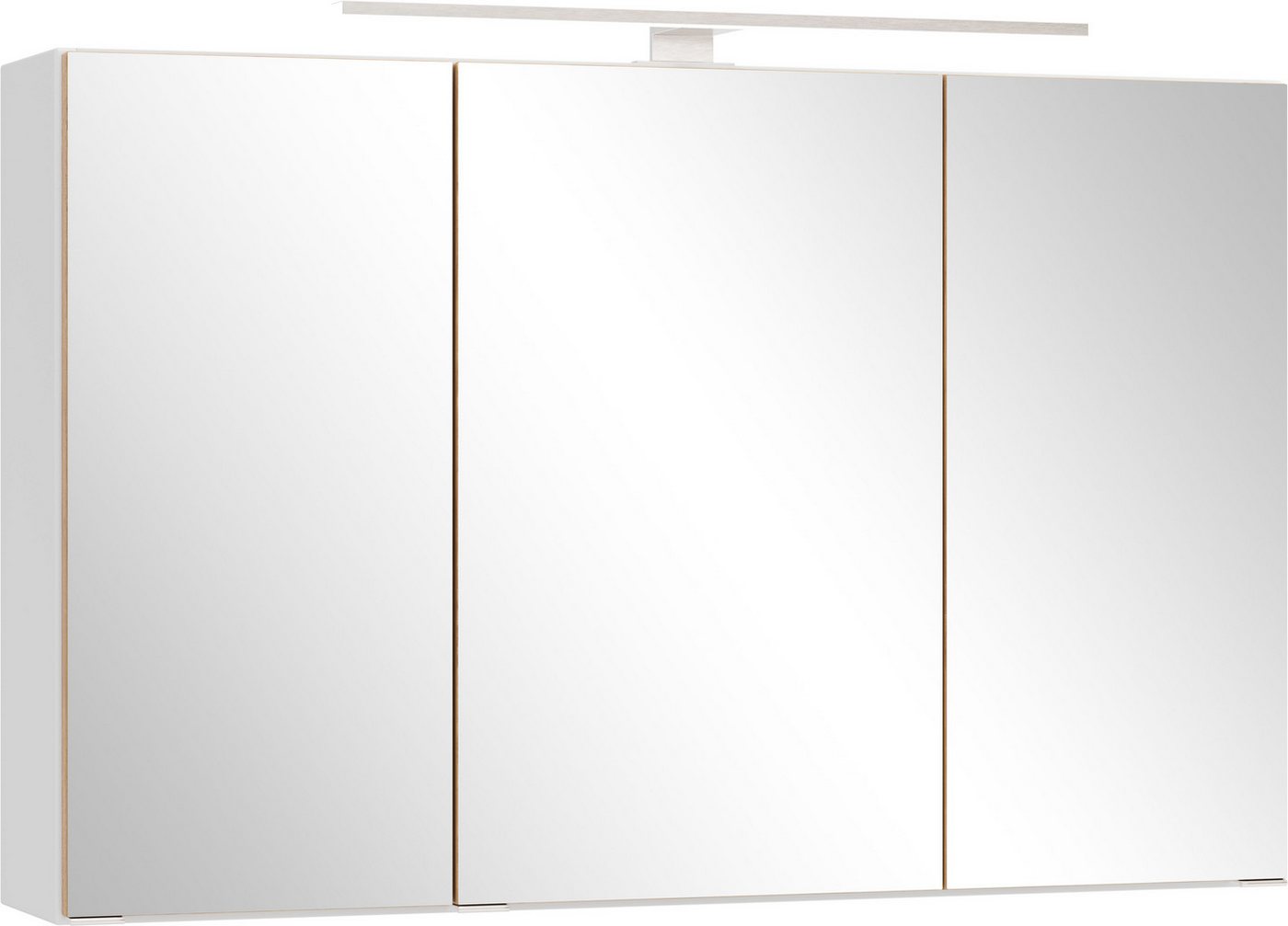 welltime Badmöbel-Set TRIENT, Set: Spiegelschrank und Waschtisch, (2-St., Maße (B/H/T): ca. 100/200/47 cm), matt weiß/wildeiche, LED-Aufbauleuchte, 2tlg. Waschtisch-Set Bild 5