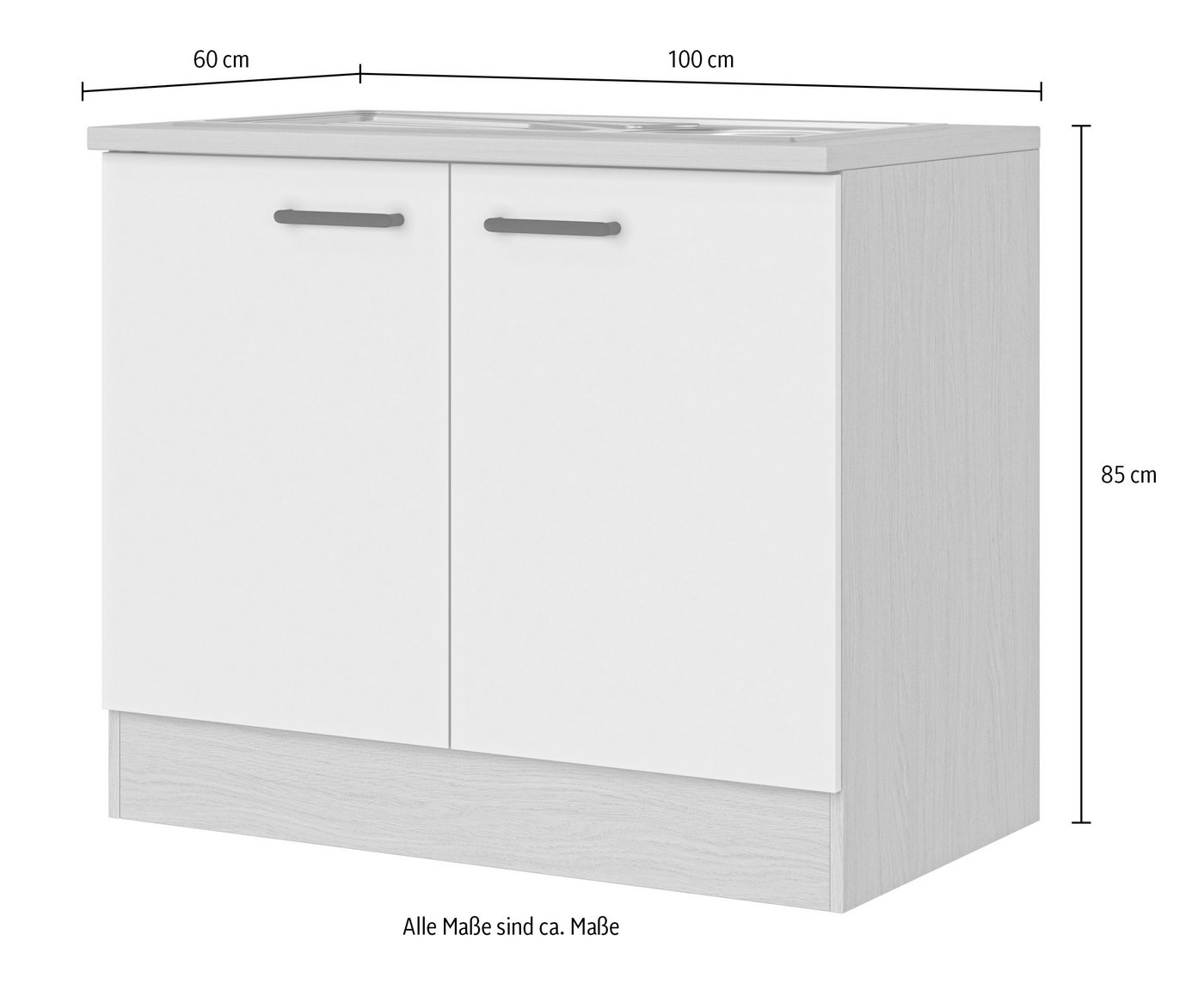 Flex-Well Spülenschrank Creso (2-St) mit Einlegeboden, Arbeitsplatte und Edelstahlspüle Bild 2