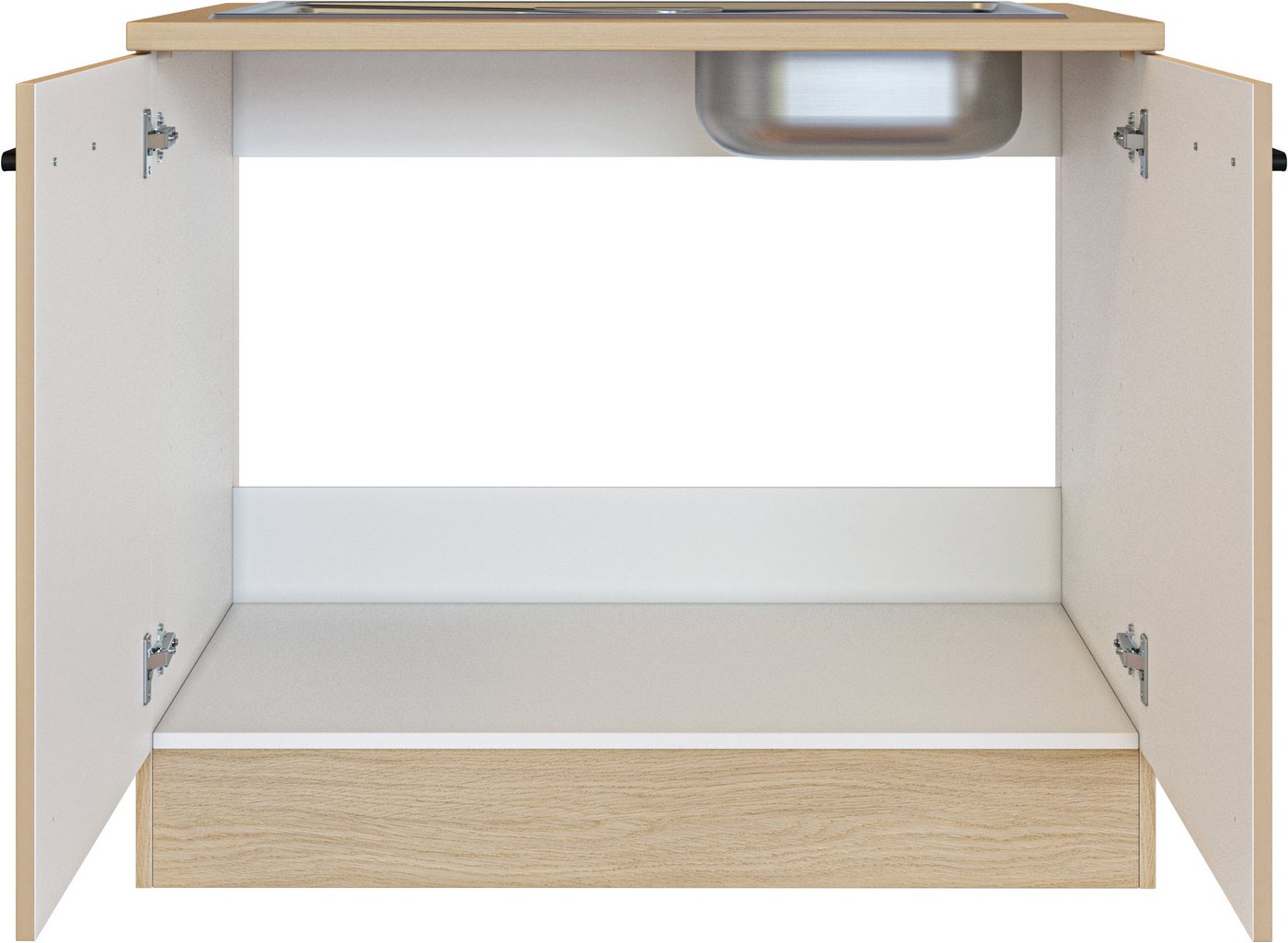 Flex-Well Spülenschrank Creso (2-St) mit Einlegeboden, Arbeitsplatte und Edelstahlspüle Bild 3
