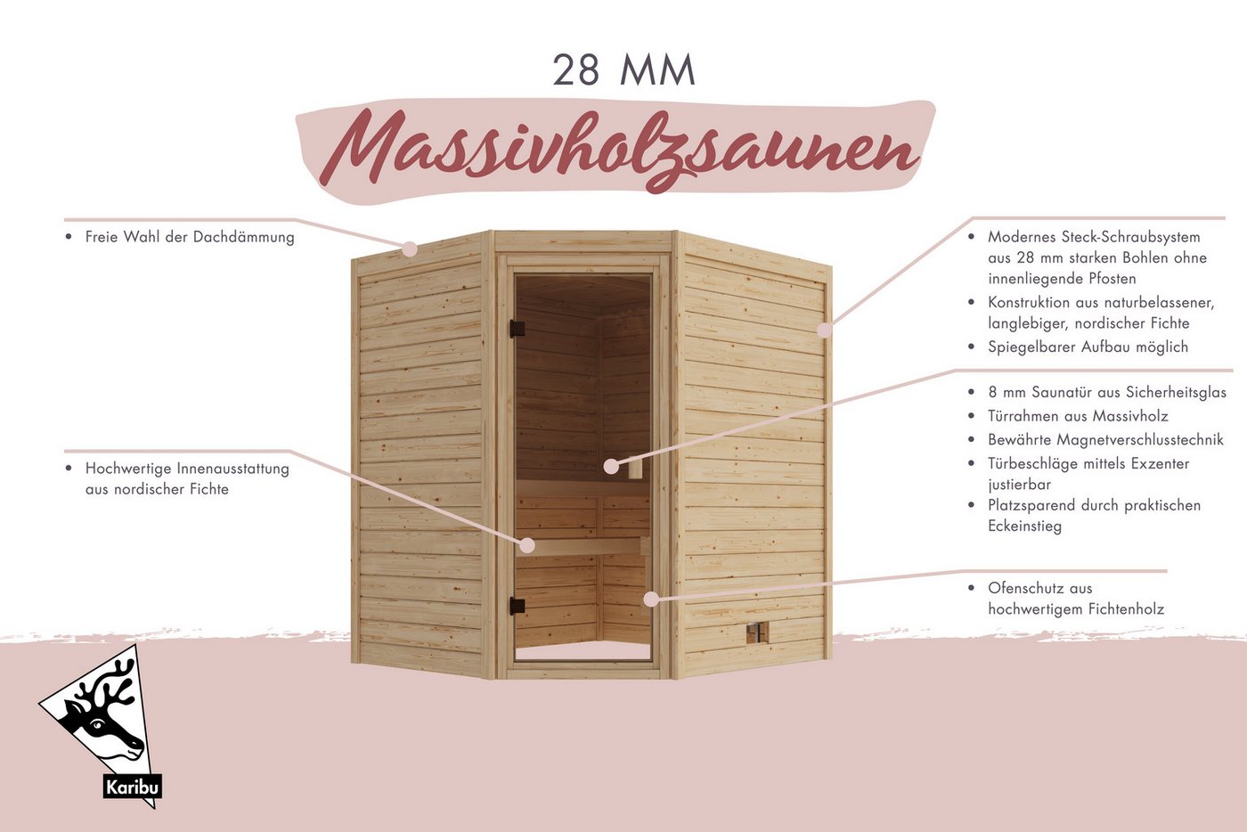 welltime Sauna Lohja, BxTxH: 196 x 170 x 202 cm, 28 mm, (Spar-Set) verschiedene Varianten Bild 4