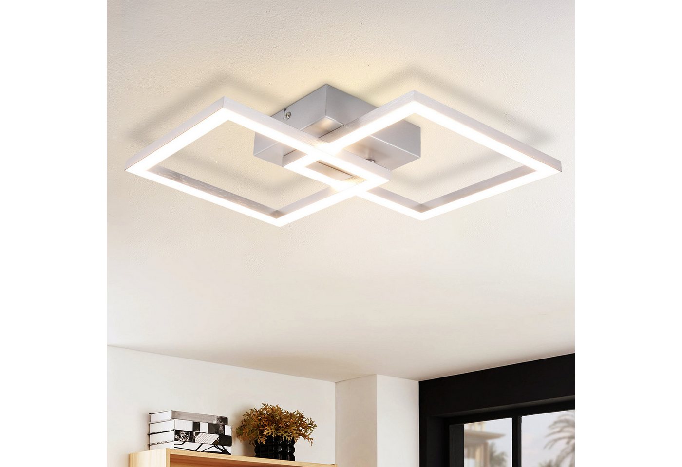 ZMH LED Deckenleuchte Modern 24W für Wohnzimmer Esszimmer Deckenlampe für Küche und Flur, Augenschutz, LED fest integriert, Warmweiß, gekreuzte Rahmen, ein Element schwenkbar Bild 5