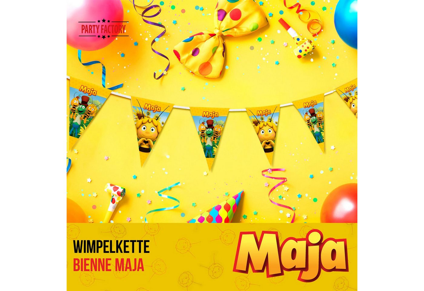 Party Factory Girlande Biene Maja Wimpelkette 4-5 m, Wimperkette Girlande Raumdeko zum Aufhängen Bild 2