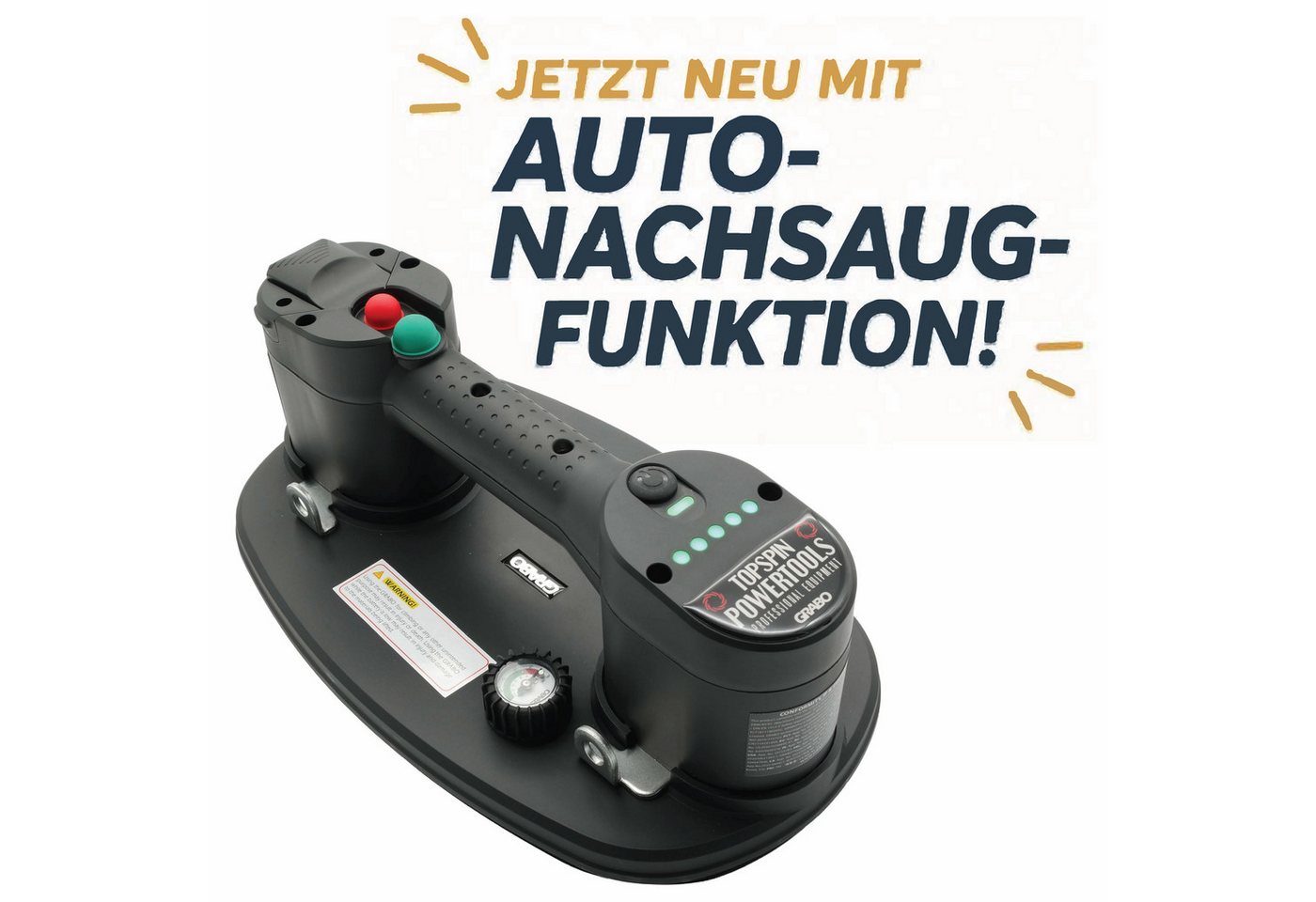 GRABO Saugheber GRABO Plus V2-Neue Version des Akku Vakuum Saugheber., max. 120 kg Traglast, -], mit automatischen Nachsaugen Bild 5