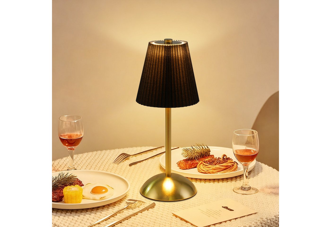 Nettlife LED Tischleuchte Nachttischleuchte 2er Stoff Schwarz/Grün/Weiß/Orange/Graublau, 3 Lichtfarben, Schlafzimmer Wohnzimmer Arbeitszimmer Büros Eingangsbereiche Bild 5
