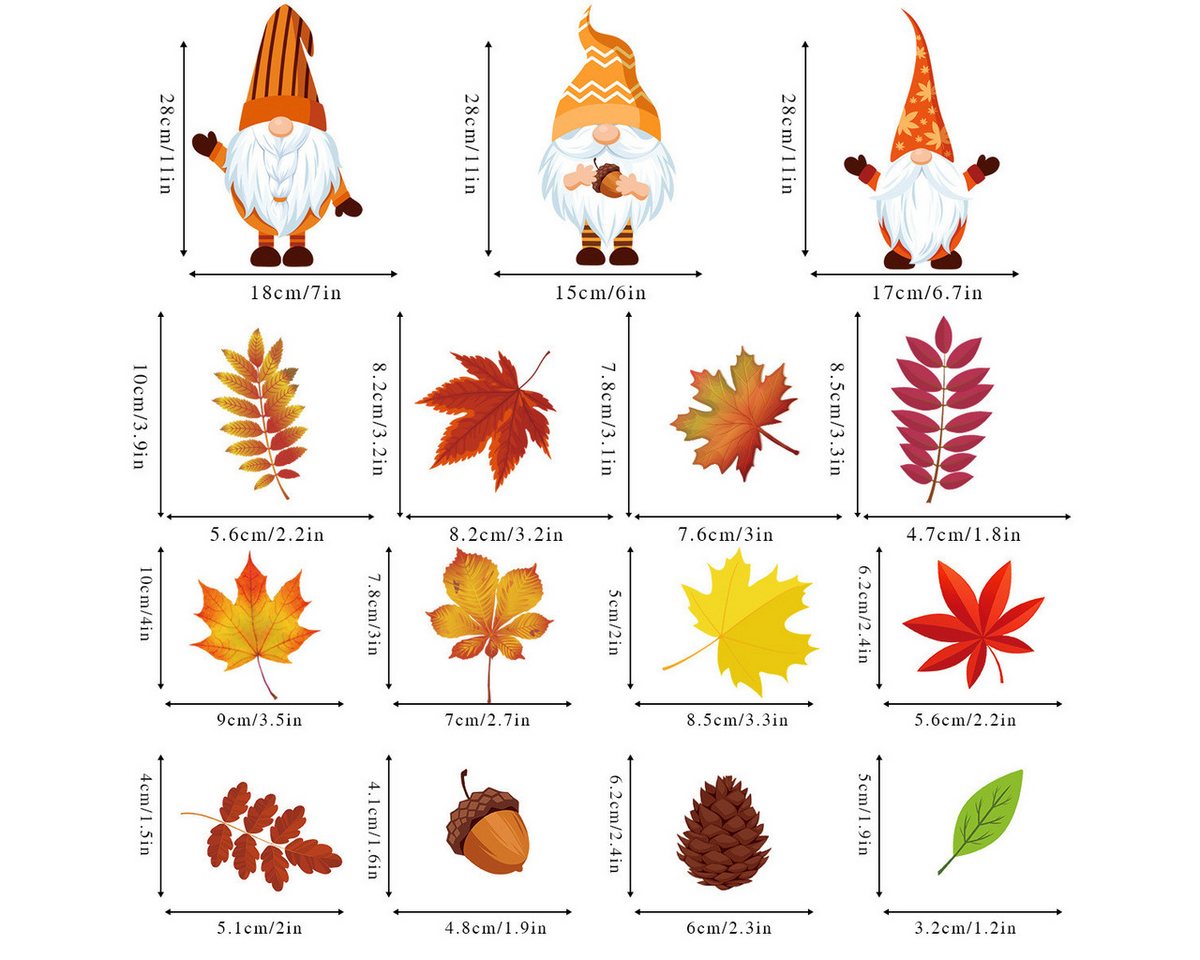 Sorvyzxn Fensterbild Herbst Fenstersticker 6 Bögen mit Ahornblatt, Thanksgiving Fensterdeko, Statische Fensteraufkleber Bild 3