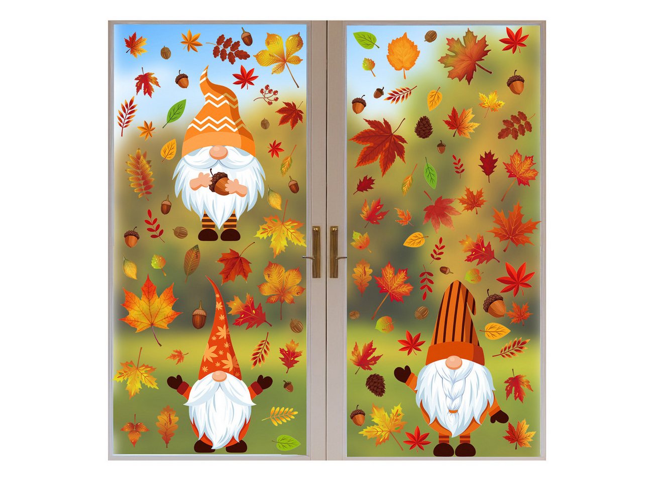 Sorvyzxn Fensterbild Herbst Fenstersticker 6 Bögen mit Ahornblatt, Thanksgiving Fensterdeko, Statische Fensteraufkleber Bild 5