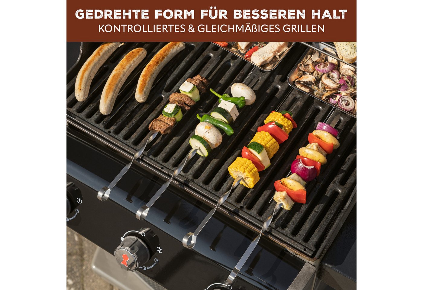 bremermann Grillspieß Grillspieße 20er Set, inkl. Aufbewahrungstasche // Edelstahl, 39 cm (20-St), inkl. 100% Polyester-Tasche Bild 3