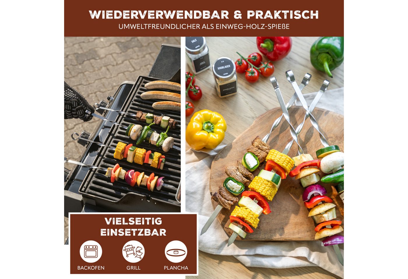 bremermann Grillspieß Grillspieße 20er Set, inkl. Aufbewahrungstasche // Edelstahl, 39 cm (20-St), inkl. 100% Polyester-Tasche Bild 4