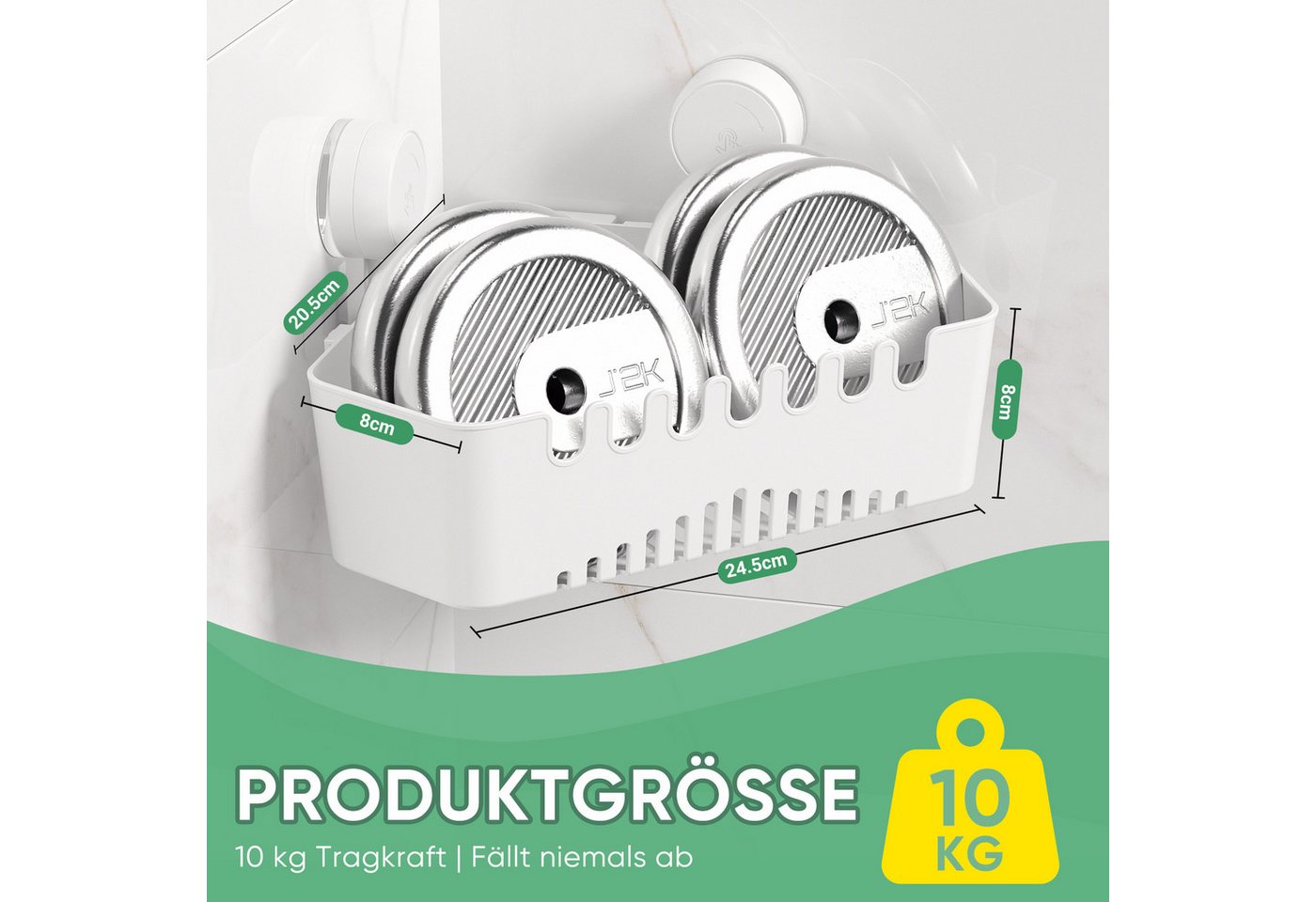 Elegear Duschablage duschablage ohne bohren, Kunststoff, 10KG, Badregal & Küchenregal, 1-tlg., duschablage ohne bohren ecke, Badregal, Küchenregal, Regal Organizer Bild 2