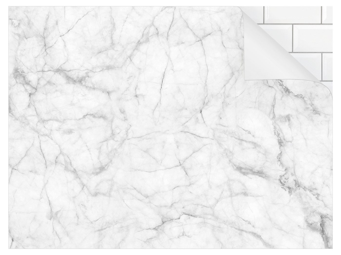 Bilderdepot24 Küchenrückwand weiß dekor 3D-Optik Muster Steinoptik Bianco Carrara, (1-tlg., Nischenrückwand - für Fliesenspiegel ohne Bohren - matt), Spritzschutz Rückwand Küche Herd - Folie selbstklebend versch. Größen