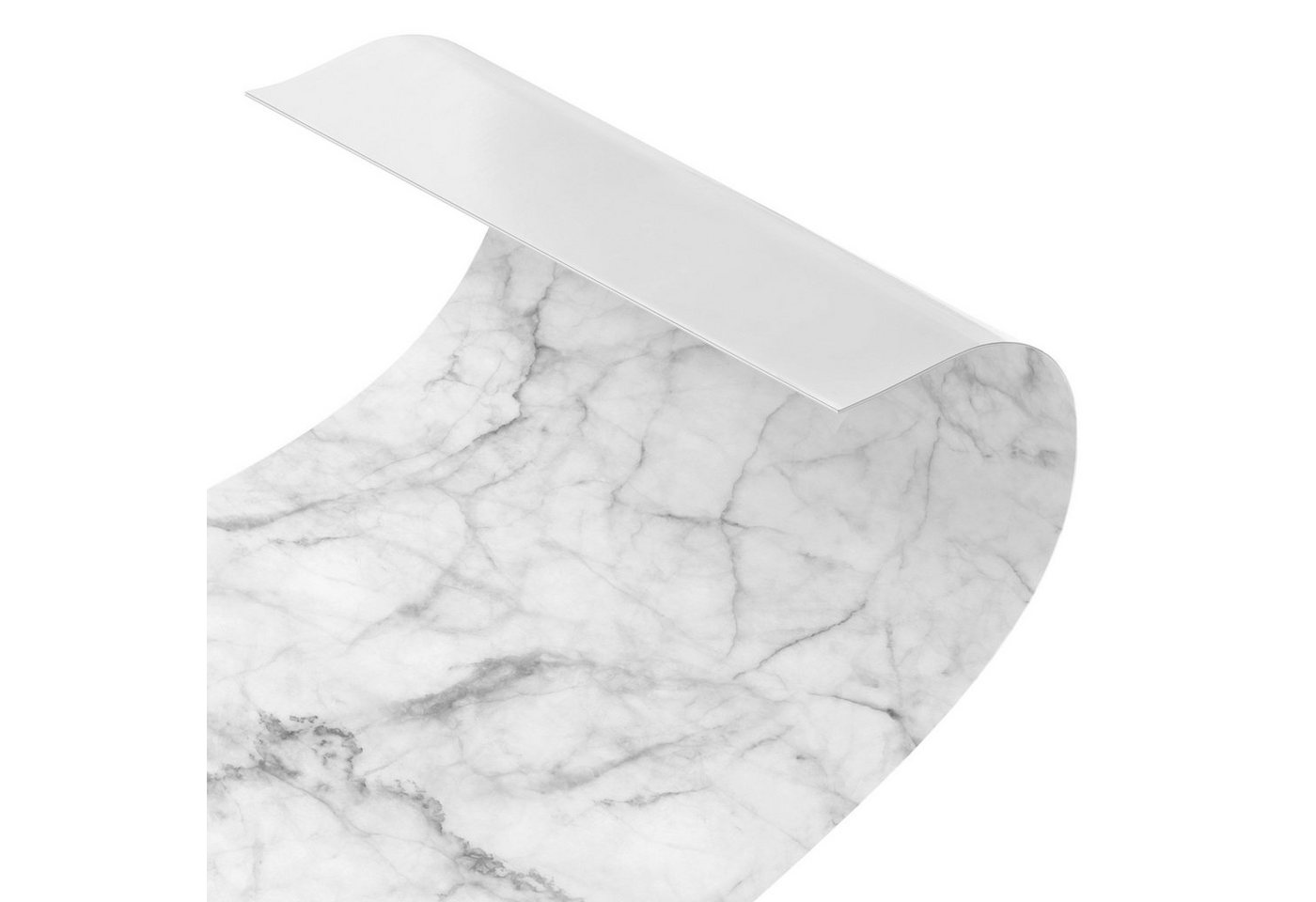 Bilderdepot24 Küchenrückwand weiß dekor 3D-Optik Muster Steinoptik Bianco Carrara, (1-tlg., Nischenrückwand - für Fliesenspiegel ohne Bohren - matt), Spritzschutz Rückwand Küche Herd - Folie selbstklebend versch. Größen Bild 3