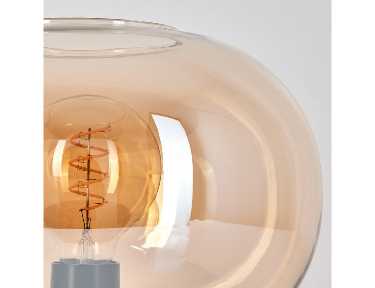 hofstein Tischleuchte Tischlampe aus Metall/Glas in Schwarz/Bernsteinfarben, ohne Leuchtmittel, mit Glasschrim(30cm), Schalter am Kabel, 1 x E27, ohne Leuchtmittel Bild 3