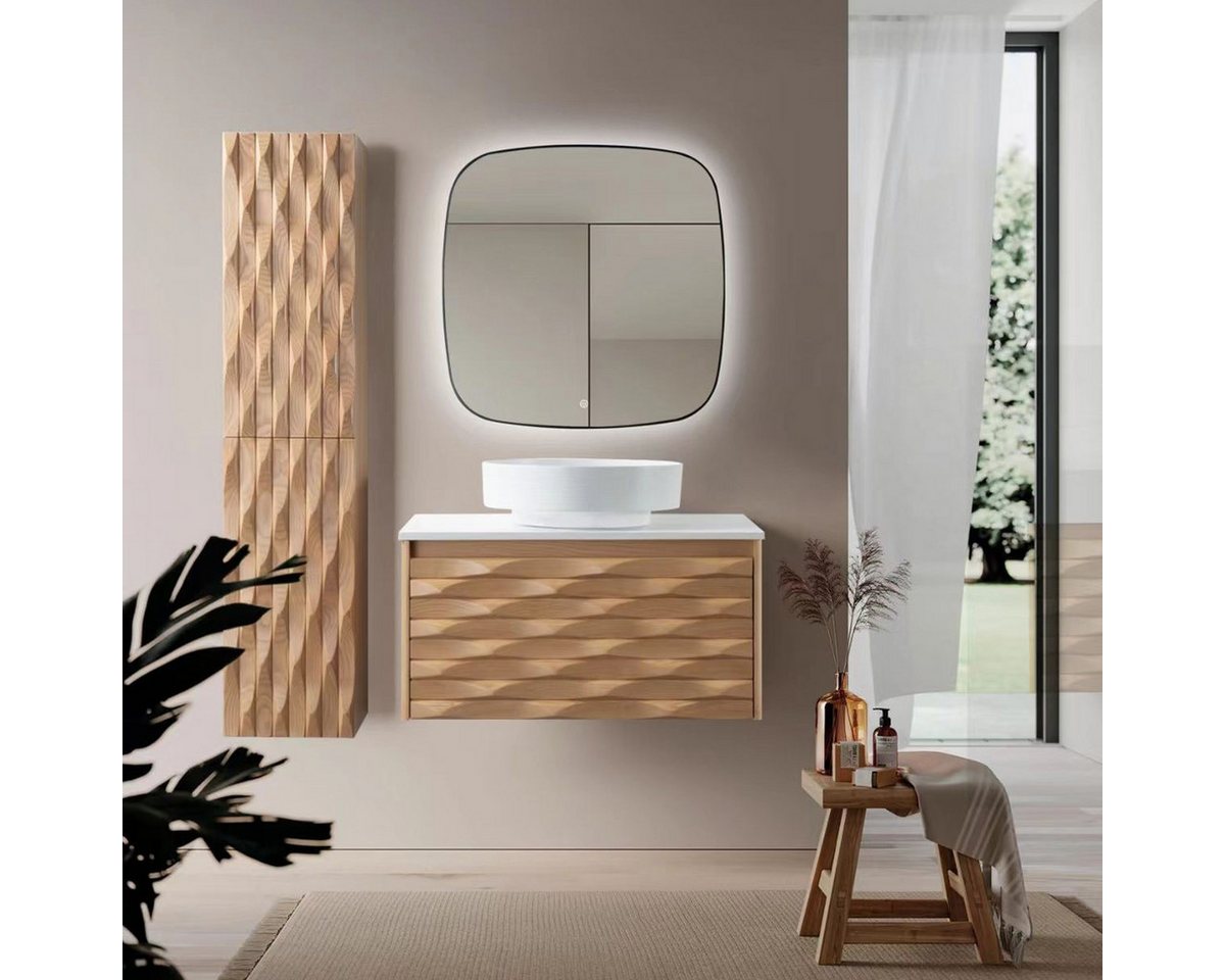 Belvit Waschbeckenschrank BV-US3637-1 (1-St) BELVIT ARGENA Waschtischunterschrank 80cm 1 Schublade Grifflos